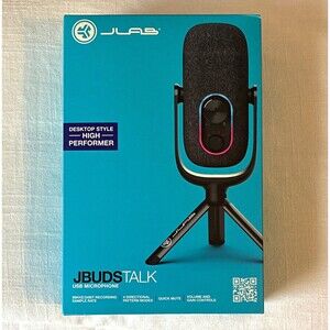 JLab JBuds Talk USB Desktop Microphone Black, Quick Mute, 4 Pattern Modes